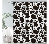 Cow Print Shower Curtain Black and White Cow Pattern Funny Farm Animal Skin Retro Rustic Western Polyester Bathroom Decor with Hooks 70wX70h Inch