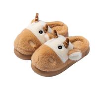 Cow Print Slippers For Women, Unsex Cute Cartoon Cows Sheep Soft Fluffy Plush Warm Lightweight Winter Shoes (Yellow, A, Adult, Women, 6.5, Numeric Range, UK Footwear Size System, 7, Medium)