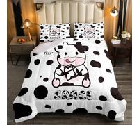 Cow Print Small Double Duvet 10.5 Tog Cute Microfibre Coverless Duvet Suitable for All Seasons Comfortable Reversible Washable Small Double Quilt with 2 Pillowcase YUd195