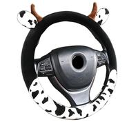 Cow Print Steering Wheel Cover, Universal 14.5 to 15 Inch Anti Slip and Sweat Absorption Comfortable Auto Steering Wheel Cover, Cute Cow Car Accessories with Cow Ear Horn Design