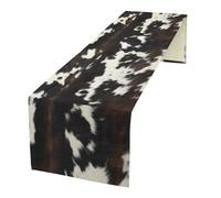 Cow Print Table Runner, Black White Cowhide Print Western Style Table Runner Country Farmhouse Cottage Cow Patten Table Decoration for Home Kitchen Dining, 13x108 Inch