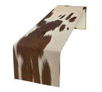 Cow Print Table Runner, Brown Cowhide Print Western Style Table Runner Country Farmhouse Cottage Cow Patten Table Decoration for Home Kitchen Dining, 13x36 Inch