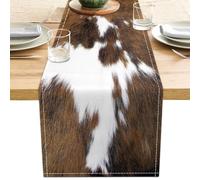 Cow Print Table Runner Brown Western Runners Cowhide Table Decorations Farmhouse Country Table Runner for Party Home Kitchen Dining Room 13x71 Inch (just a Print)