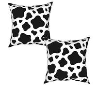 Cow Print Throw Pillow Covers 40x40 cm Set of 2, Cow Print Black White Pillow Cushion Cases, Decorative Square Pillowcases for Sofa Couch Bedroom Living Room Car Seat
