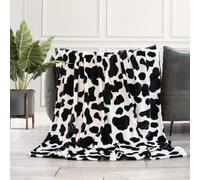 Cow Print Twin Size Plush Fleece Fuzzy Lightweight Warm Blanket Soft Microfiber Flannel Cozy Throw Blanket - Couch, Bed, Sofa - All Seasons - 60 x 80 in - Black and White Cow Gift