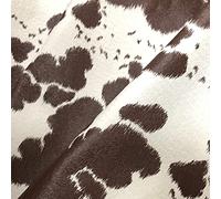 Cow Print Vinyl, Smooth Textured Animal Hide Pattern Faux Leather, Embossed Upholstery Craft and DIY Pleather - One Foot 12"x54" (Brown on Cream)