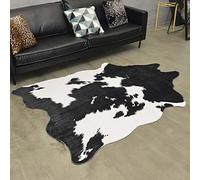 Cow Printed Area Rug 4.5x6.5 Black White Cowhide Leather carpet for home large size