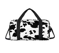 Cow Printed Sport Duffel Bag with Shoes Compartment Animals Print Overnight Weekender Bags Travel Gym Luggage Organizer for Women Men Kids Girls Boys