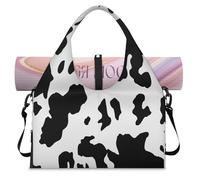 Cow Printed Sports Duffle Bag with Shoe Compartment Animals Print Weekend Overnight Bags Tote Cabin Luggage Bag for Gym Yoga Travel