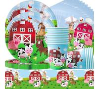 Cow Printing Supplies, Cow Shape Paper Plate, Birthday Theme Party Deco,41PCS Printing Decorations,Cow Pattern Napkins, Suitable for 10 Guests,Farm Animal Theme Party