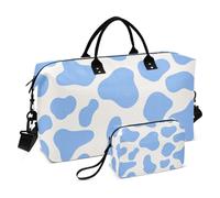 Cow Prints Blue Pastel Decorative Carry On Tote Bag Gym Tote Bag with Adjustable Strap for Airplane Traveling Multifunctional bolso de Mano para viajar en Avion