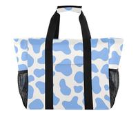 Cow Prints Blue Pastel Utility Tote Collapsable With Compartments Canvas Beach Bag Tote, cow prints blue pastel, One Size, Fashion