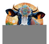 Cow Puzzle - Engaging Round Wooden Puzzle | Fun Cow Jigsaw Puzzles | Wood Entertainment Tool for School Suitable for Early Learning Brain Development Classroom Activities Kids Educational Play