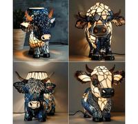 Cow Ranch Glowing Night Light, Small Animal Night Light,Painted Cow Ornaments Bedside Lamp Living Room Bedroom Dorm Table Lamp Gift for Girl Mom