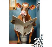 Cow Reading Newspaper 1000 Piece Thickened Paper Puzzle Grown-Ups Relaxation Hobby Easy to Store Engaging Teaser 52x38cm/1000pcs