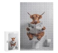 Cow Reading Newspaper on Toilet Puzzle 1000 Teile Schwer Puzzle Spielzeug Lernspiel Impossible Herausforderungsspielzeug Für Erwachsene Kinder 300 PCS