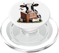 Cow reads book: How to Train Your Humans, Funny Design PopSockets PopGrip for MagSafe