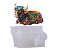 Cow Resin Mold,Highland Cow Statue Mould | 3D Cute Ornament Lying Down Mold for School Lawn Christmas Garden Farmhouse Yard Classroom Halloween Nursery