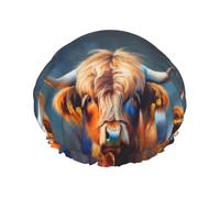 Cow Reusable Shower Cap for Women, Double Waterproof Layers Bath Hat, Hair Treatment Essentials