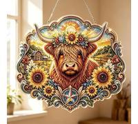 Cow Rhinestone Painting Kit, DIY 5D Diamond Art with Highland Cattle