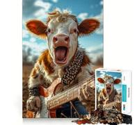 Cow Rock Star Puzzles for Adults 1000 Piece Cognitive Boost, Fade Resist, Family Bond, Birthday Present (38x52cm)