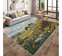 Cow Rugs - Sunflower Farm Animal Area Rugs for Living Room Bedroom, Washable Non Slip Low Pile Large Carpet, Patterned Door Mat & Home Decor, 150x240cm QAZ25