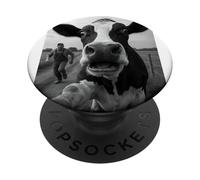 Cow Running Away From Farmer Humor Country Funny Cow Selfie PopSockets Adhesive PopGrip