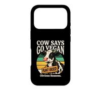 Cow Says Go Vegan Plant Based Obvious Reasons Case for iPhone 17 Pro