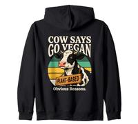 Cow Says Go Vegan Plant Based Obvious Reasons Zip Hoodie