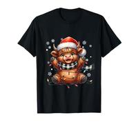 Cow, Scottish Highland Cow with Xmas Lights, Christmas T-Shirt