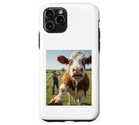 Cow Selfie Running Away From Farmer Humor Country Funny Life Case for iPhone 11 Pro