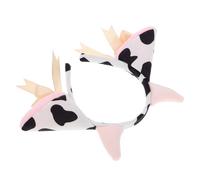 Cow Shape Plush Headband with Bowknot Ribbon and Bells | Elastic Fit for Children and Adults, Halloween Party and Cosplay Use, White Finish