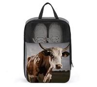 Cow Shoe Bag Travel Shoe Organizer Water-Resistant Shoe Pouch with Zipper Sneaker Dust Bag, gray, One Size, Modern