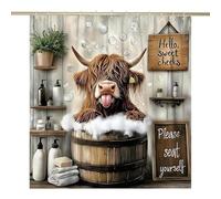 Cow Shower Drape | 70.8x70.8 Inch Machine Washable Cow Print Cloth with Hooks - with Hooks Shower Drape for Bathroom,for Home Farmhouse Hotel Country Bath Restroom Bathroom