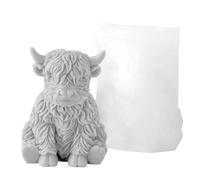 Cow Silicone Mold, HighlandCow Shaped Candle Mould, Flexible HighlandCattle Resin Molds, 3D Silicone Cute Reusable Home Decor, for Crafts DIY Wax Projects and Creative Displays Thanksgiving