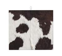 Cow Skin Abstract Africa Animal Black, Dish Drying Mat, 18x16 Inch Absorbent Microfiber Quick Dry Machine Washable for Dishes Pots Pans Glassware Coffee Bar Under Rack