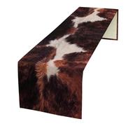 Cow Skin Print Table Runner,Brown Animal Fur Skin Country Farmhouse Print Table Runner for Home Kitchen Table Decor Dining Coffee Room Party Decor 13x90 Inch