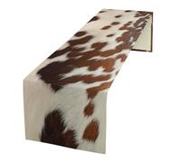 Cow Skin Print Table Runner,Retro Brown White Animal Fur Skin Print Farmhouse Table Runner for Home Kitchen Table Decor Dining Coffee Room Party Decor 13x108 Inch