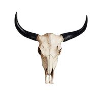 Cow Skull Wall Decor, Longhorn Bull Skull Sculpture, Resin Art Deco Ornament, Native American Indian Style Bull Head Statue (F)