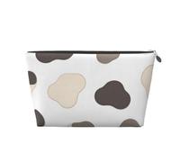 Cow Spot Black White Leather Travel Makeup Bag-Waterproof Cosmetic Pouch