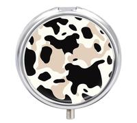 Cow Spot Pill Box Cute Round Pill Case Portable Medicine Tablet Vitamin Holder Organizer for Purse Pocket