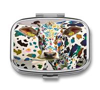 Cow Spot Pill Case Travel Portable Pocket Pill Box 2 Compartment Medicine Case Large Capacity Daily Pill Cases Vitamin Organizer Medicine Organizer Small Pill Box