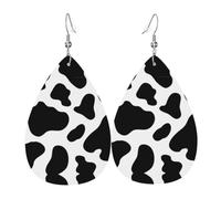 Cow spot Print Leather Earrings Teardrop Costume