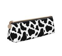 Cow spot Print Leather Pencil Case Stylish Pouch School Travel Makeup Organization Lightweight