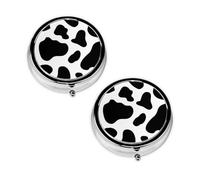 Cow Spot Print Pill Box 3 Compartment Medicine Pill Case,Portable for Pocket Or Purse Pill Organizer Decorative Metal Medicine Vitamin Organizer Unique Gift