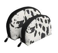 Cow spot Print Small Purses 2Pcs Portable Coin Purse Makeup Bag Soft Vacation Pouch Change Holder Wallet with Zipper Portable for Shopping Travel Party Cosmetic Bag