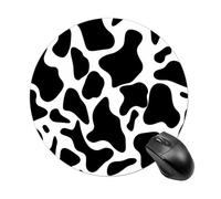 Cow Spot Round Mouse Pad, Non-Slip Rubber Base Waterproof Washable, Computer Mouse Mat for Office Gaming Studying, Premium-Textured Durable Portable Circle Mousepad for Desktop PC Notebook