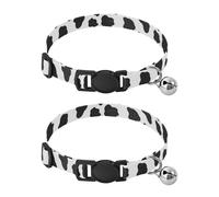 Cow Spot White Black Cat Collars with Bell 2 Pack Cat Collars Adjustable Length 10.6" to 17.1"