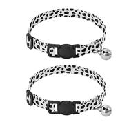 Cow Spot White Breakaway Cat Collars with Bell 2 Pack Cats Collar Adjustable 10.6 to 17.1 Inches