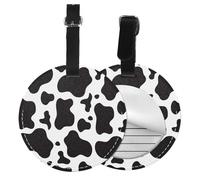 Cow Spots Print,Luggage Tags Pu Leather Name Tag Travel Suitcase Identifier ID Tags Durable Baggage Label 2 pcs